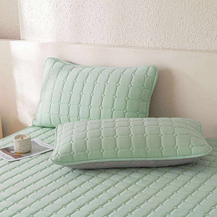 91家纺网 家纺一手货源 找家纺 欧邦 2025春夏新款四季款无印风纯色水洗棉床褥榻榻米床垫 床垫-浅绿