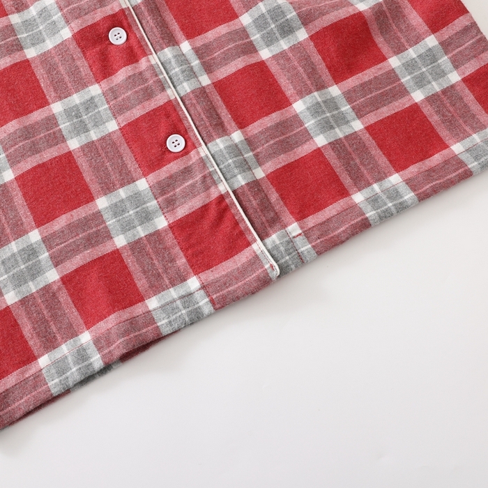 91家纺网 家纺一手货源 找家纺 伊嫚家居 2025新款无印日式双股全棉法兰绒家居服良品睡衣女纯棉直播秋冬款情侣睡衣 灰红色