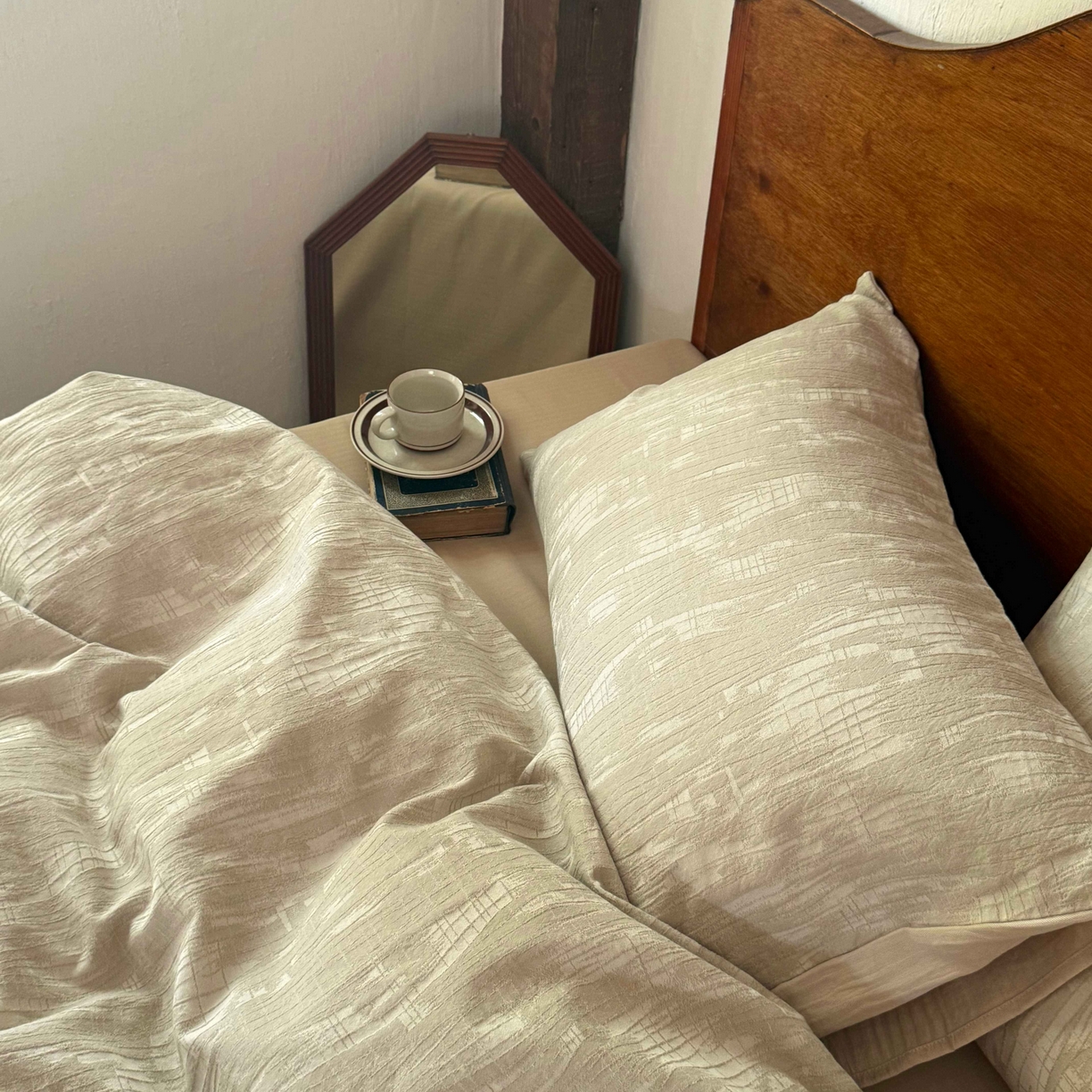 91家纺网 家纺一手货源 找家纺 云上 2025全棉色织大提花床品·侘寂潮汐   潮汐-米