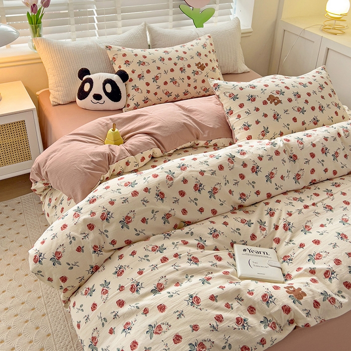 91家纺网 家纺一手货源 找家纺 王朝国际 2025新款直播热款有氧提花有氧双层纱碎花单被套 漫花