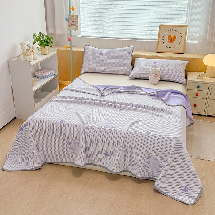 91家纺网 家纺一手货源 找家纺 雪鲨家纺  2025新款凉豆豆夏凉被空调被冰豆豆夏被可机洗礼品跑量A类 卡皮巴拉紫