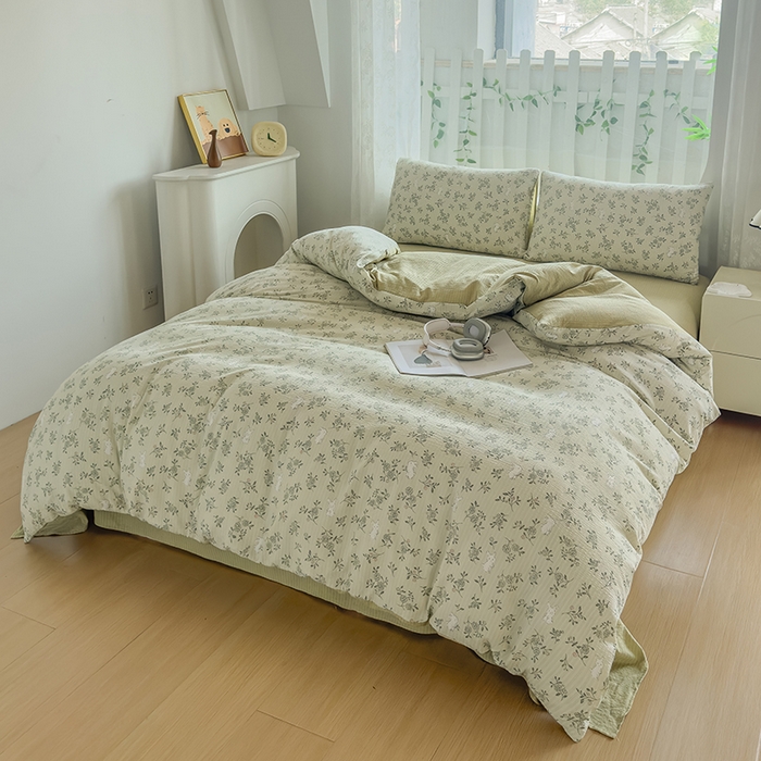 91家纺网 家纺一手货源 找家纺 王朝国际 2025新款直播热款有氧提花有氧双层纱碎花单被套 绿野仙踪