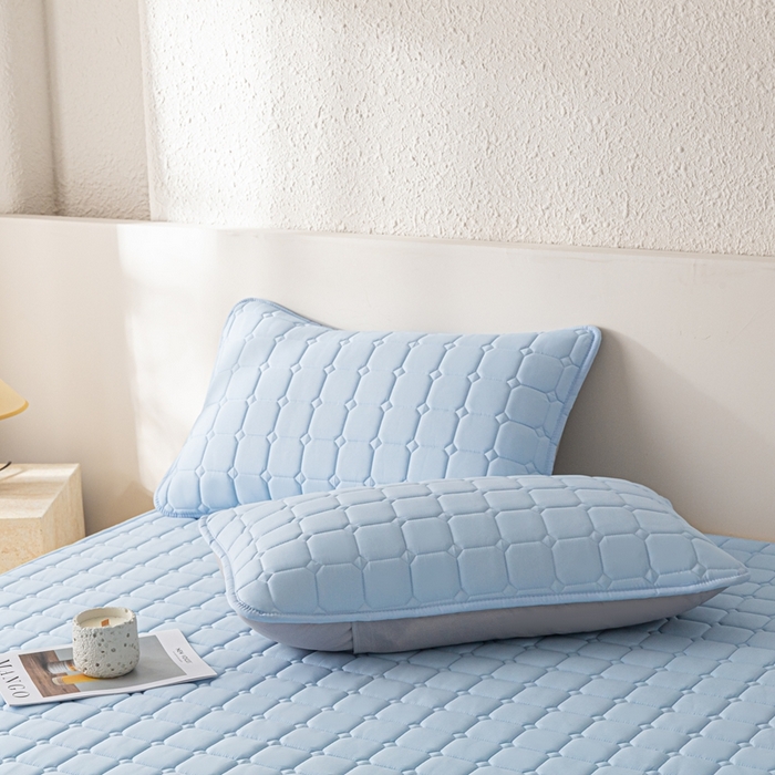 91家纺网 家纺一手货源 找家纺 欧邦 2025春夏新款四季款无印风纯色水洗棉床褥榻榻米床垫 床垫-天蓝