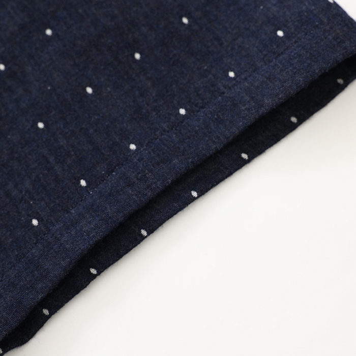 91家纺网 家纺一手货源 找家纺 伊嫚家居 2025新款日式无印风良品全棉双层纱睡衣女纯棉短袖短裤睡衣夏季纯棉短袖家居服 藏青波点女