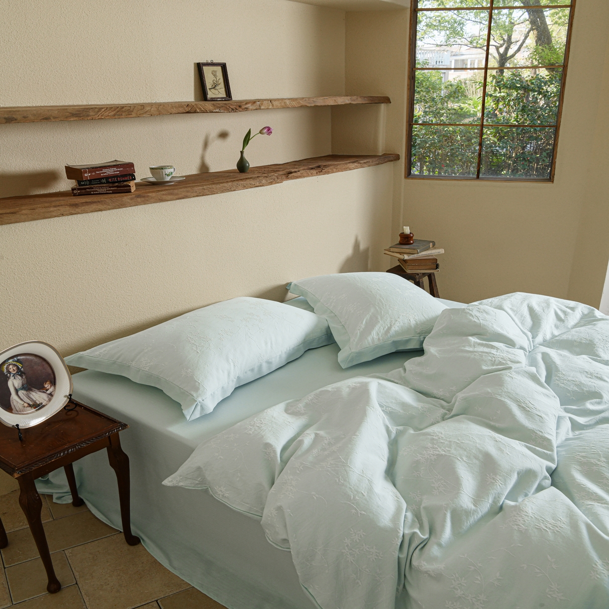 91家纺网 家纺一手货源 找家纺 云上 2025全棉提花床品系列·风铃 风铃-蓝