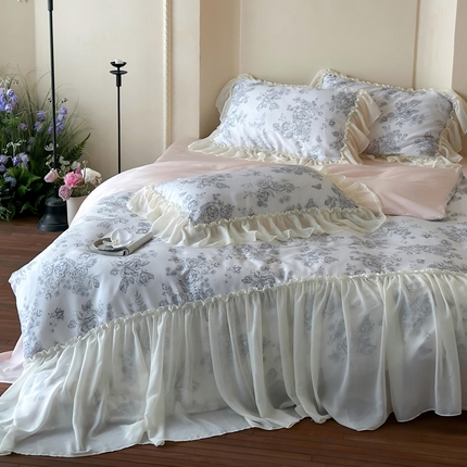 卡巴伦家纺 2025新款天丝四件套-法式闺房风雪纺花边款【不得低于（店铺折后/券后） 标准：249元】 赫本
