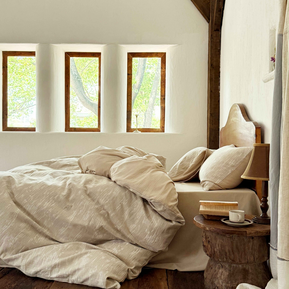 91家纺网 家纺一手货源 找家纺 云上 2025全棉色织大提花床品·侘寂潮汐   潮汐-米