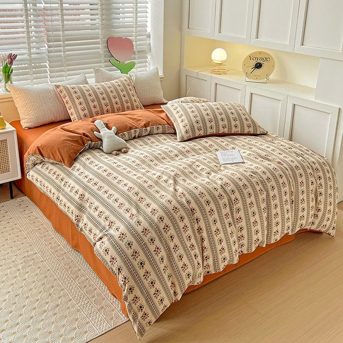 91家纺网 家纺一手货源 找家纺 王朝国际 2025新款直播热款有氧提花有氧双层纱碎花单被套 可可庄园