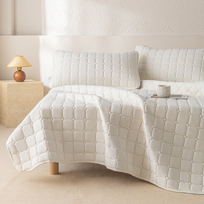 91家纺网 家纺一手货源 找家纺 欧邦 2025春夏新款四季款无印风纯色水洗棉床褥榻榻米床垫 床垫-本白