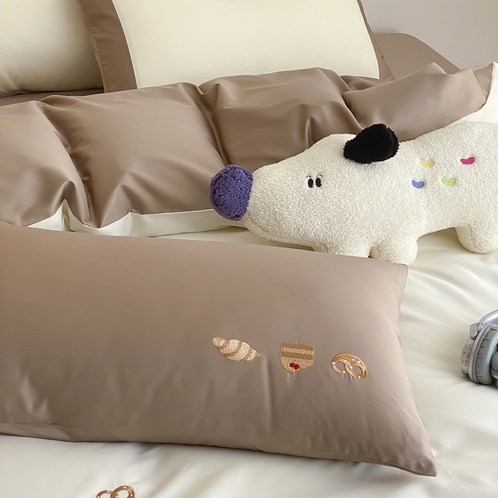 91家纺网 家纺一手货源 找家纺 时亿 2025新款100支长绒棉春夏拼接款四件套 休闲时光