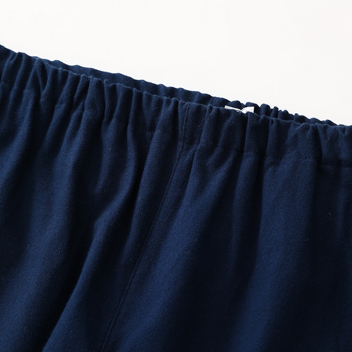 91家纺网 家纺一手货源 找家纺 伊嫚家居 2025新款无印日式双股全棉法兰绒家居服良品睡衣女纯棉直播秋冬款情侣睡衣 纯藏青色女