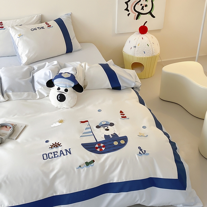 91家纺网 家纺一手货源 找家纺 （总）星野 2025新款超柔天丝棉精致刺绣贴布绣四件套-汪星记