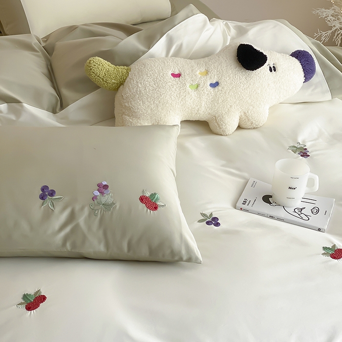 91家纺网 家纺一手货源 找家纺 时亿 2025新款100支长绒棉春夏拼接款四件套 水果派对