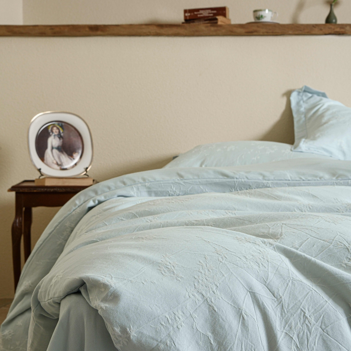 91家纺网 家纺一手货源 找家纺 云上 2025全棉提花床品系列·风铃 风铃-蓝