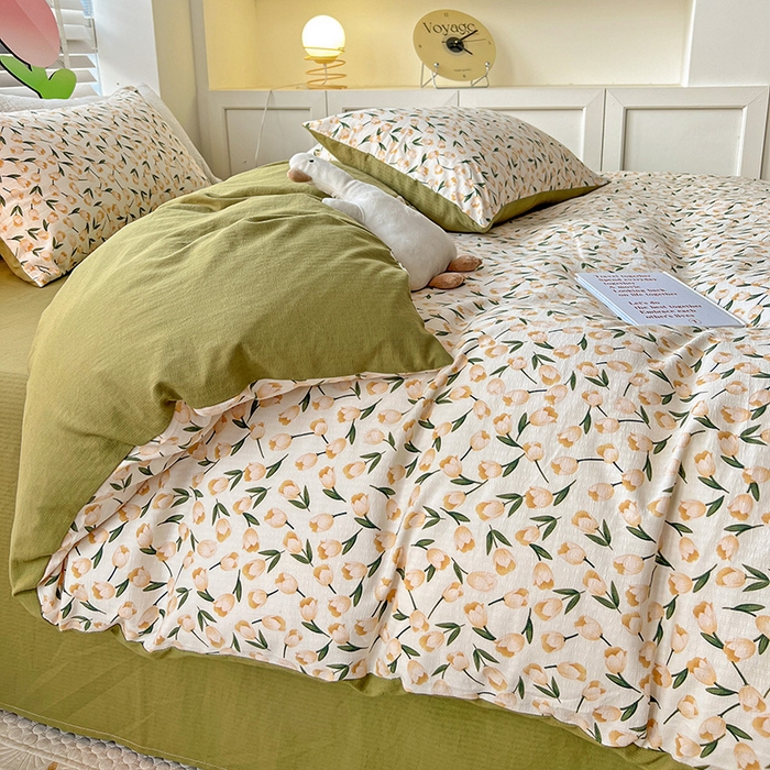 91家纺网 家纺一手货源 找家纺 王朝国际 2025新款直播热款有氧提花有氧双层纱碎花单被套 白荔