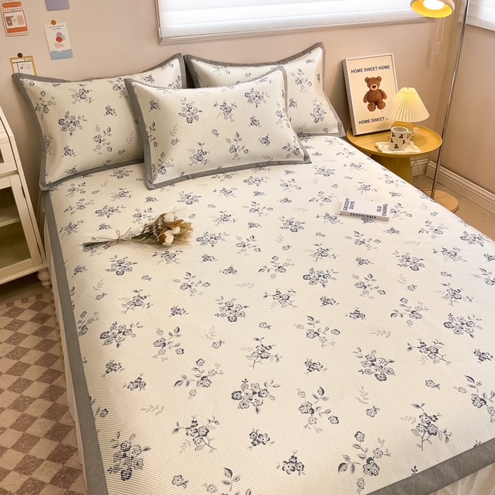 91家纺网 家纺一手货源 找家纺 典曼家纺 2025新款600D数码印花冰藤席席子凉席-床席款 时光清浅