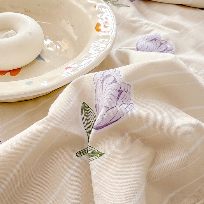 91家纺网 家纺一手货源 找家纺 雪鲨家纺  2025新款A类水洗棉夏被新疆棉花夏凉被空调被可机洗薄被子被芯 郁金香紫