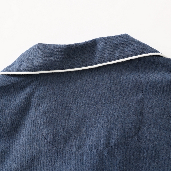 91家纺网 家纺一手货源 找家纺 伊嫚家居 2025新款无印日式双股全棉法兰绒家居服良品睡衣女纯棉直播秋冬款情侣睡衣 海军蓝纯色男