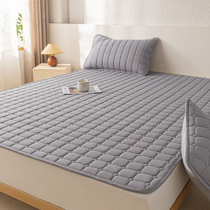 91家纺网 家纺一手货源 找家纺 欧邦 2025春夏新款四季款无印风纯色水洗棉床褥榻榻米床垫 床垫-中灰