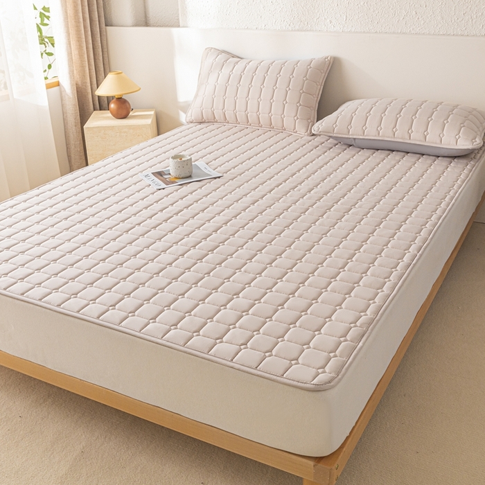 91家纺网 家纺一手货源 找家纺 欧邦 2025春夏新款四季款无印风纯色水洗棉床褥榻榻米床垫 床垫-卡其