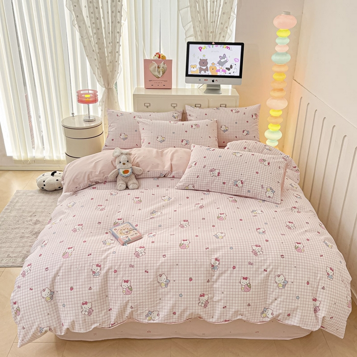 91家纺网 家纺一手货源 找家纺 晨希家居 2025新款全棉卡通活性印花四件套-奶芙猫