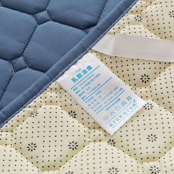 91家纺网 家纺一手货源 找家纺 欧邦 2025春夏新款四季款无印风纯色水洗棉床褥榻榻米床垫 床笠-深蓝