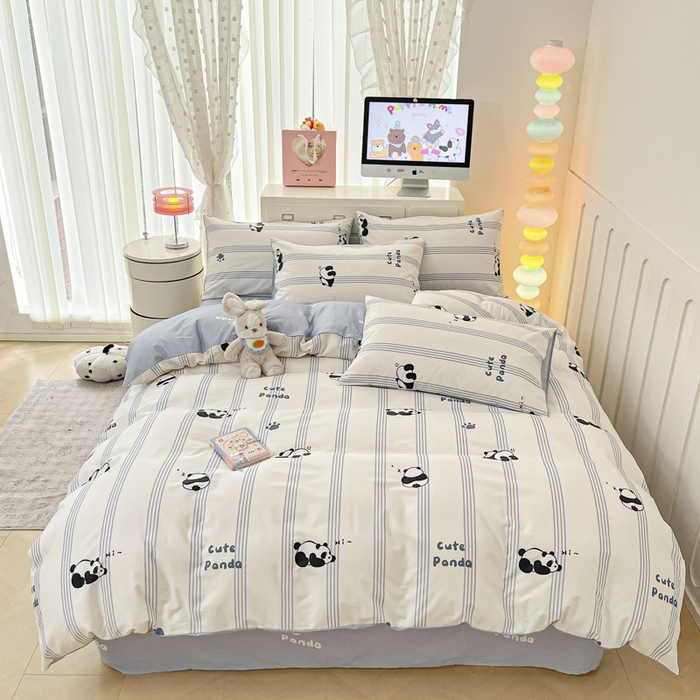 91家纺网 家纺一手货源 找家纺 晨希家居 2025新款全棉卡通印花简约款单被套-无忧熊仔