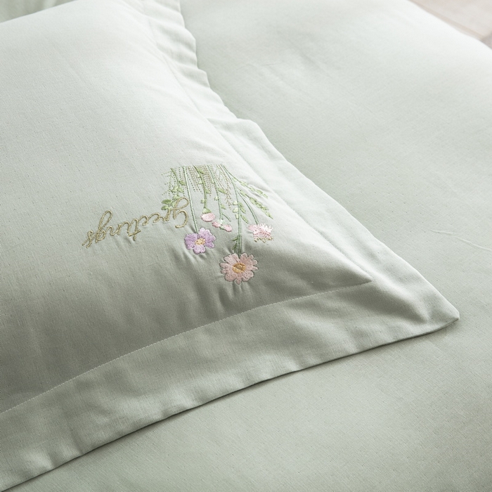 91家纺网 家纺一手货源 找家纺 （总）鲁爱家纺供货 2025新款全棉双层纱绣花四件套