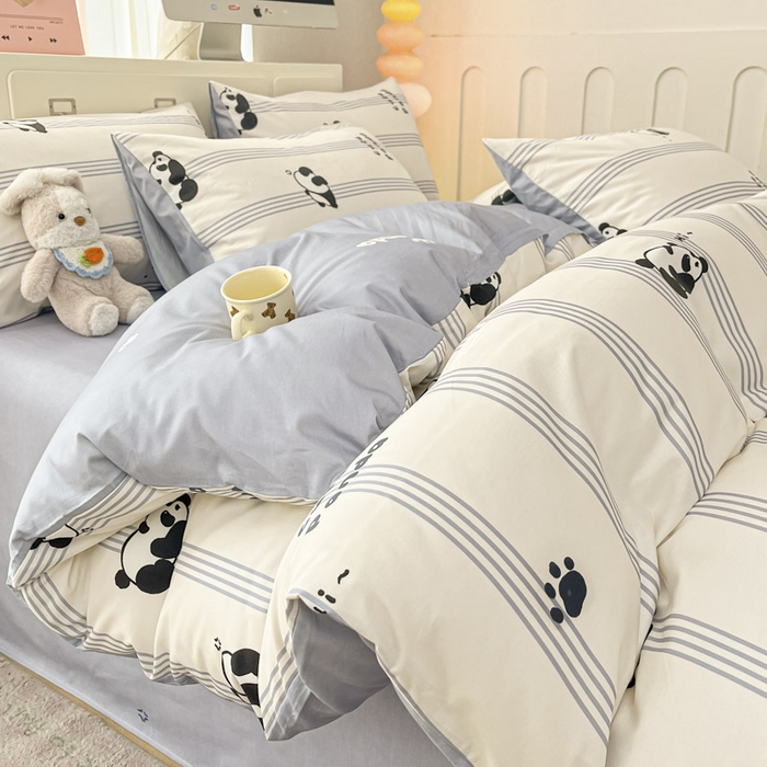 91家纺网 家纺一手货源 找家纺 晨希家居 2025新款全棉卡通印花简约款单被套-无忧熊仔
