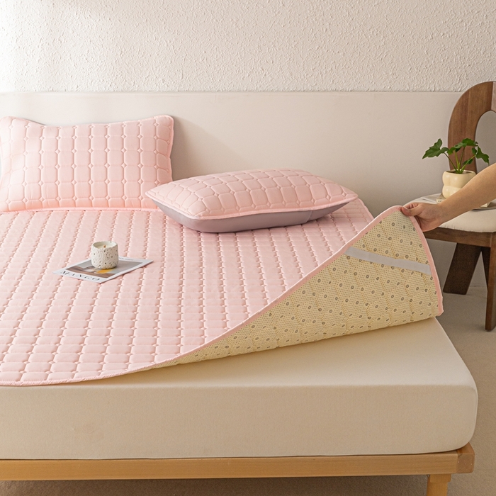 91家纺网 家纺一手货源 找家纺 欧邦 2025春夏新款四季款无印风纯色水洗棉床褥榻榻米床垫 床垫-粉玉