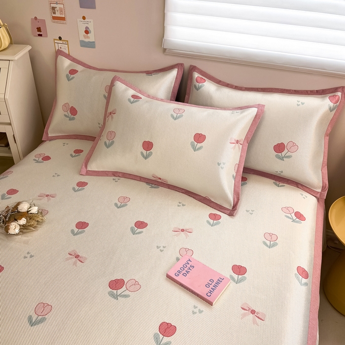 91家纺网 家纺一手货源 找家纺 （总）典曼家纺 2025新款600D数码印花冰藤席席子凉席-床席款