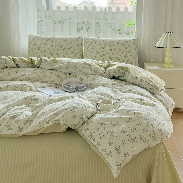 91家纺网 家纺一手货源 找家纺 王朝国际 2025新款直播热款有氧提花有氧双层纱碎花单被套 绿野仙踪