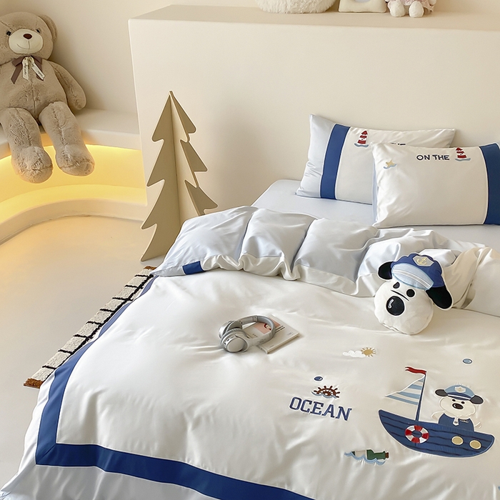 91家纺网 家纺一手货源 找家纺 （总）星野 2025新款超柔天丝棉精致刺绣贴布绣四件套-汪星记