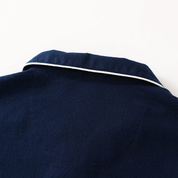 91家纺网 家纺一手货源 找家纺 伊嫚家居 2025新款无印日式双股全棉法兰绒家居服良品睡衣女纯棉直播秋冬款情侣睡衣 纯藏青色女