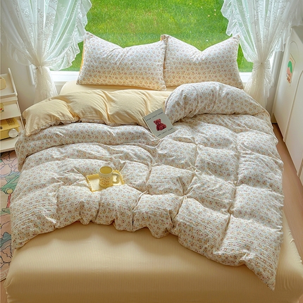 91家纺网 家纺一手货源 找家纺 （总）王朝国际 2025新款直播热款有氧提花有氧双层纱碎花单被套