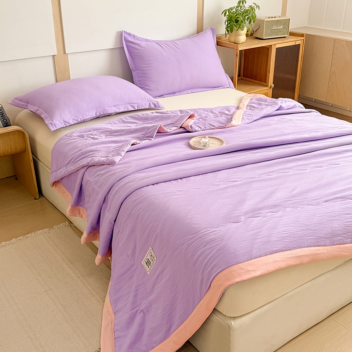 91家纺网 家纺一手货源 找家纺 雪鲨家纺  2025新款A类水洗棉夏被新疆棉花夏凉被空调被可机洗薄被子被芯 紫色