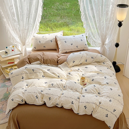 91家纺网 家纺一手货源 找家纺 （总）王朝国际 2025新款直播热款有氧提花有氧双层纱碎花单被套