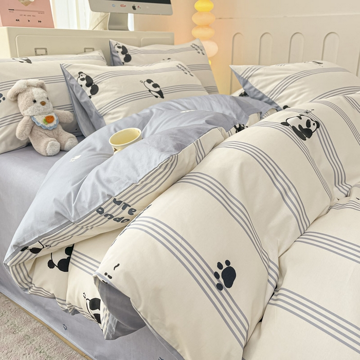 91家纺网 家纺一手货源 找家纺 晨希家居 2025新款全棉卡通活性印花四件套-无忧熊仔