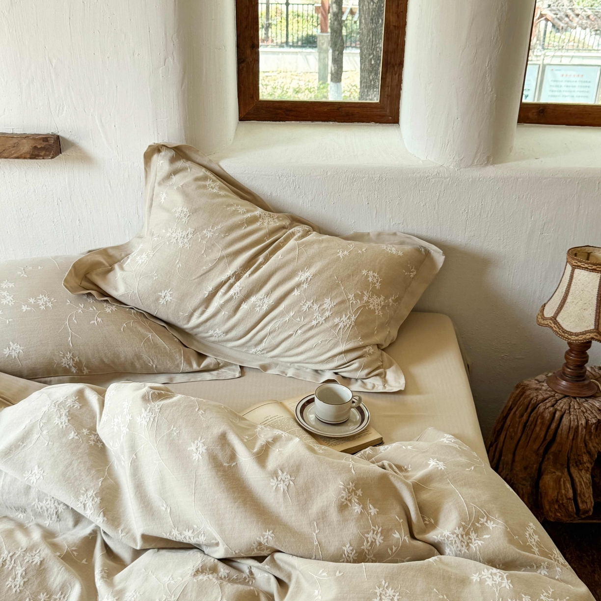 91家纺网 家纺一手货源 找家纺 云上 2025全棉提花床品系列·风铃 风铃-卡其