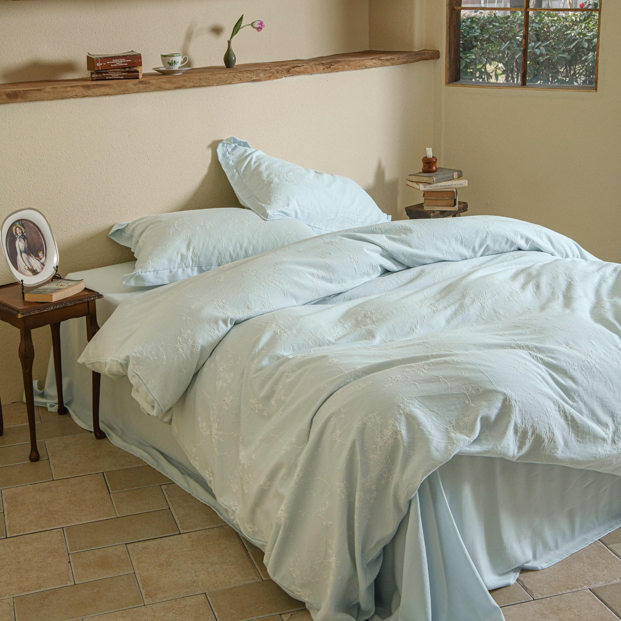 91家纺网 家纺一手货源 找家纺 云上 2025全棉提花床品系列·风铃 风铃-蓝