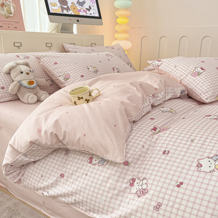 91家纺网 家纺一手货源 找家纺 晨希家居 2025新款全棉卡通活性印花四件套-奶芙猫