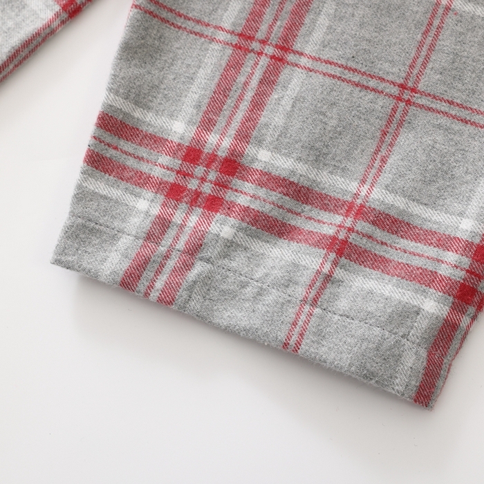 91家纺网 家纺一手货源 找家纺 伊嫚家居 2025新款无印日式双股全棉法兰绒家居服良品睡衣女纯棉直播秋冬款情侣睡衣 混灰色大格女