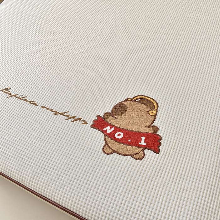 91家纺网 家纺一手货源 找家纺 炫拼  2025新款A类凉豆豆华夫格卡通绣花床笠款三件套 快乐的卡皮