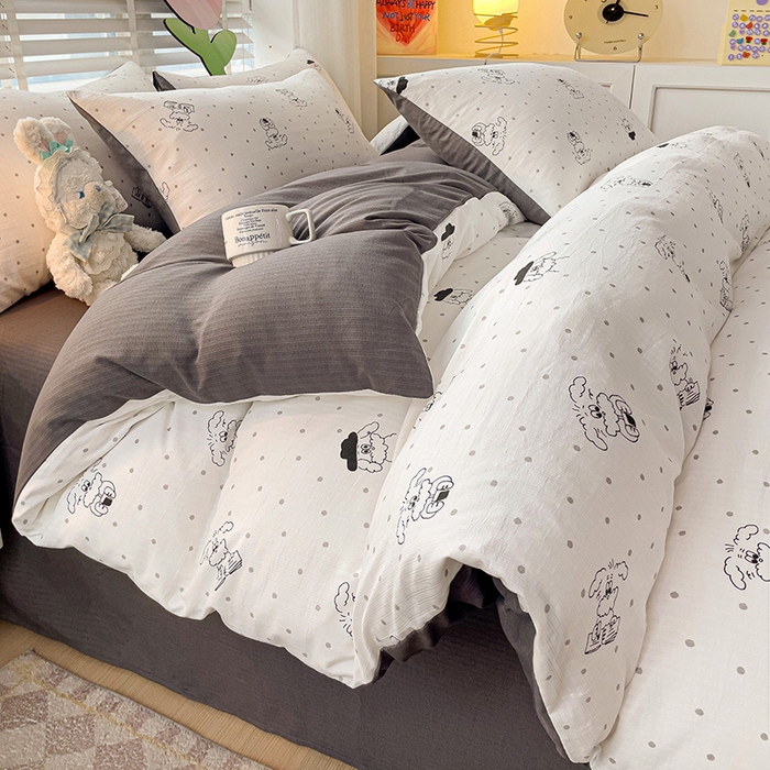 91家纺网 家纺一手货源 找家纺 王朝国际 2025新款直播热款有氧提花有氧双层纱碎花单被套 心动汪