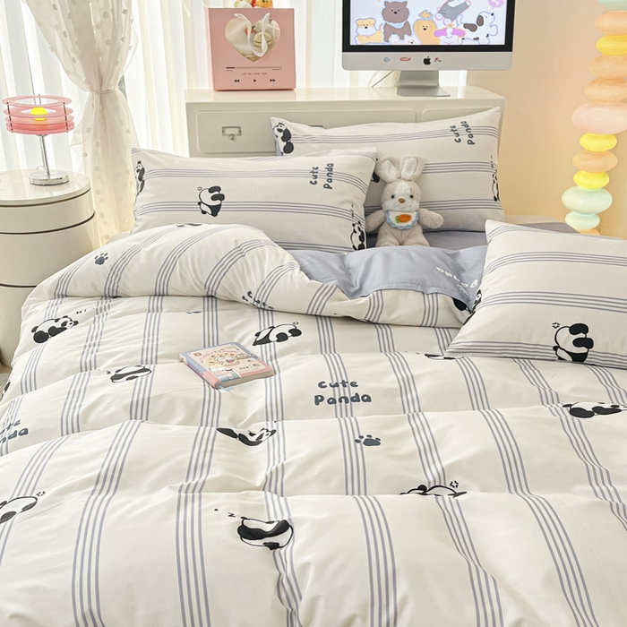 91家纺网 家纺一手货源 找家纺 晨希家居 2025新款全棉卡通印花简约款单被套-无忧熊仔