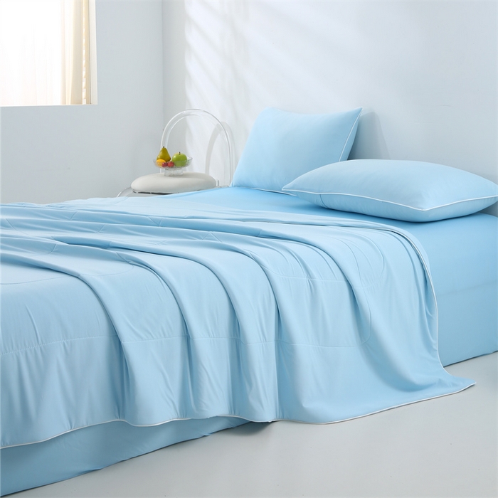 91家纺网 家纺一手货源 找家纺 小禹仔 2025新款母婴级水洗硅胶夏被夏凉被子被芯 浅蓝