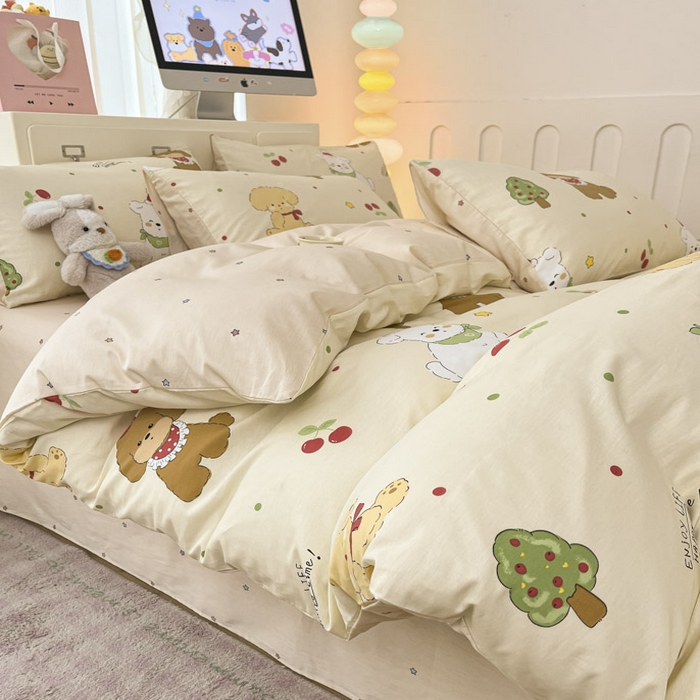 91家纺网 家纺一手货源 找家纺 晨希家居 2025新款全棉卡通印花简约款单被套-犬梦物语