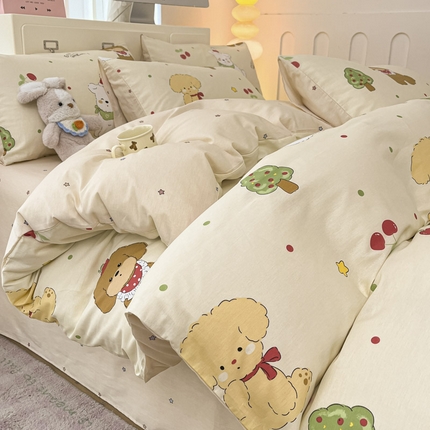 91家纺网 家纺一手货源 找家纺 晨希家居 2025新款全棉卡通活性印花四件套-犬梦物语