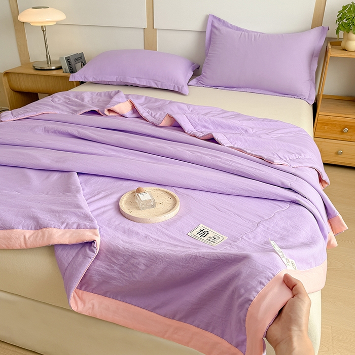 91家纺网 家纺一手货源 找家纺 雪鲨家纺  2025新款A类水洗棉夏被新疆棉花夏凉被空调被可机洗薄被子被芯 紫色