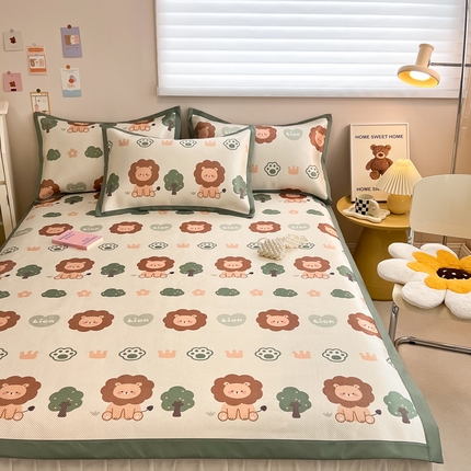 91家纺网 家纺一手货源 找家纺 典曼家纺 2025新款600D数码印花冰藤席席子凉席-床席款 狮子王